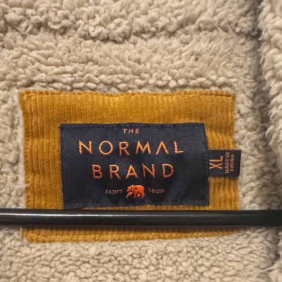 The Normal Brand Tan Corduroy Trucker Jacket with Sherpa Collar - Picture 2 of 7